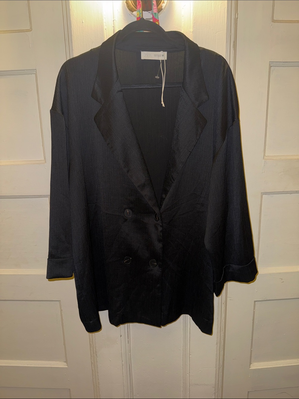 Zara Black Oversized Double-Breasted Blazer